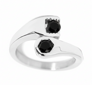 Black Wrench Ring Black Stones Stainless Steel SR227