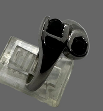 Load image into Gallery viewer, Black Wrench Ring Black Stones Stainless Steel SR227