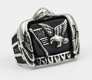 Men's Stainless Steel USA Flag & Eagle Ring SR228
