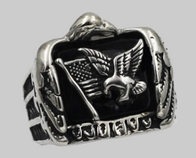 Load image into Gallery viewer, Men's Stainless Steel USA Flag &amp; Eagle Ring<BR>SR228
