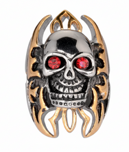 Load image into Gallery viewer, Heavy Metal Jewelry Men's Skull in Flames Ring Stainless Steel<br>SR229