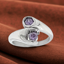 Load image into Gallery viewer, Purple Wrench Ring Ladies February Birthstone Ring Stainless Steel  SR22