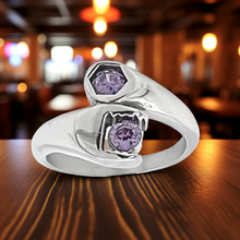 Load image into Gallery viewer, Purple Wrench Ring Ladies February CZs Birthstone Ring Stainless Steel SR22