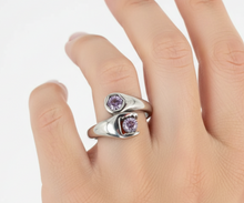 Load image into Gallery viewer, Purple Wrench Ring Ladies February CZs Birthstone Ring Stainless Steel SR22