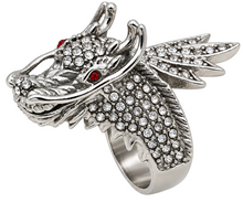 Load image into Gallery viewer, NEW* Men's Bling Dragon Ring Red Eyes Stainless Steel SR230