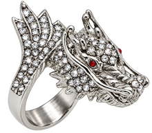 Load image into Gallery viewer, NEW* Men's Bling Dragon Ring Red Eyes Stainless Steel SR230