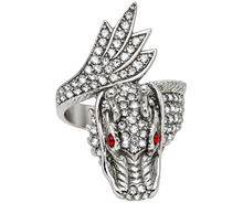 Load image into Gallery viewer, NEW* Men's Bling Dragon Ring Red Eyes Stainless Steel SR230