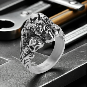 Skull Family Ring Men's Multiple Skulls Ring Biker Stainless Steel SR23