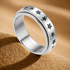 "Stars" Spinner Ring Unisex Wedding Band Stainless Steel SR25