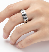 Load image into Gallery viewer, "Stars" Spinner Ring Unisex Wedding Band Stainless Steel SR25