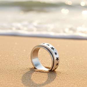 "Stars" Spinner Ring Unisex Wedding Band Stainless Steel SR25