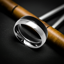 Load image into Gallery viewer, Two-Tone Fusion Black &amp; Silver Comfort Fit Ring Unisex Wedding Band Stainless Steel SR26