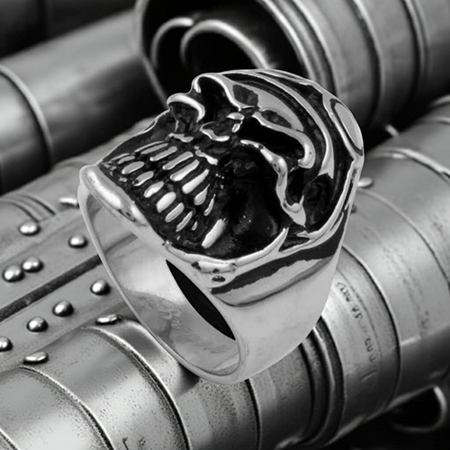 Aviator Skull Ring Biker Stainless Steel Ring SR29