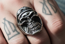Load image into Gallery viewer, Aviator Skull Ring Biker Stainless Steel Men&#39;s Ring SR29