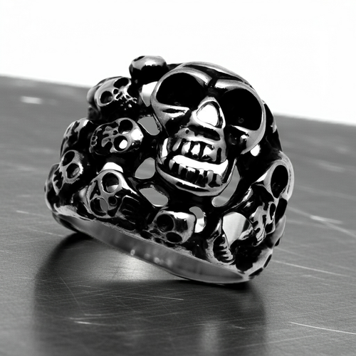 Bigger Skull Family Ring Stainless Steel Men's SR37