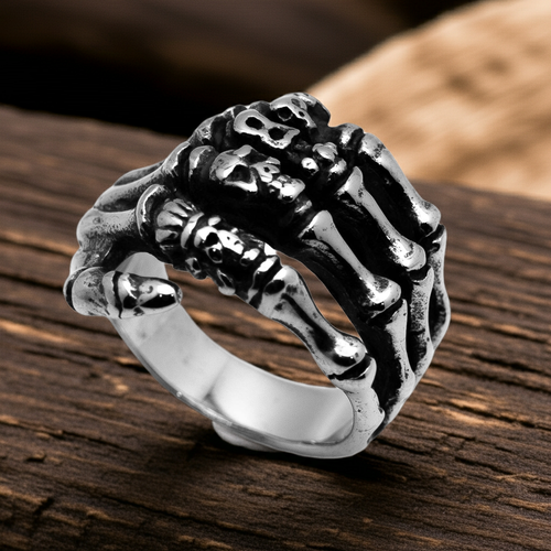 Skeleton Hand Biker Ring Unisex Stainless Steel SR38