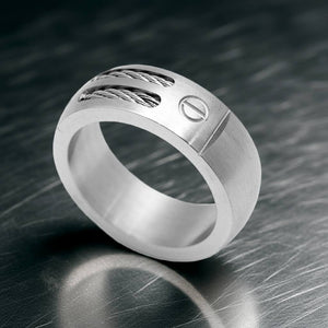 Cable & Bolt Inlaid Ring Unisex Wedding Band Stainless Steel SR3