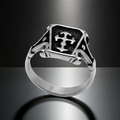Coffin Ring with Cross Biker Stainless Steel SR40