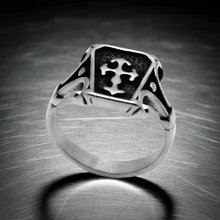 Load image into Gallery viewer, Coffin Ring with Cross Biker Stainless Steel SR40