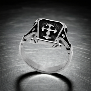 Coffin Ring with Cross Biker Stainless Steel SR40