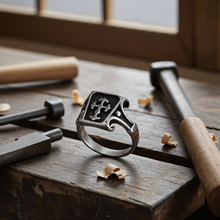 Load image into Gallery viewer, Coffin Ring with Cross Biker Stainless Steel SR40