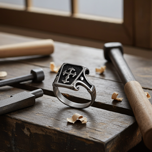 Coffin Ring with Cross Biker Stainless Steel SR40