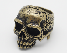 Load image into Gallery viewer, Big Bronze Skull Ring Antique, Distressed Biker Ring – Stainless Steel SR42