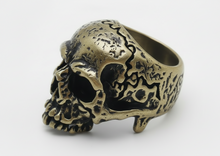 Load image into Gallery viewer, Big Bronze Skull Ring Antique, Distressed Biker Ring – Stainless Steel SR42