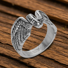 Load image into Gallery viewer, Ladies Winged Wheel Ring Motorcycle Biker Ring Stainless Steel SR44