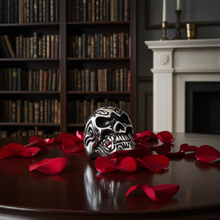 Load image into Gallery viewer, Huge Skull Ring with Red Rose Ring Biker Jewelry Stainless Steel  SR46