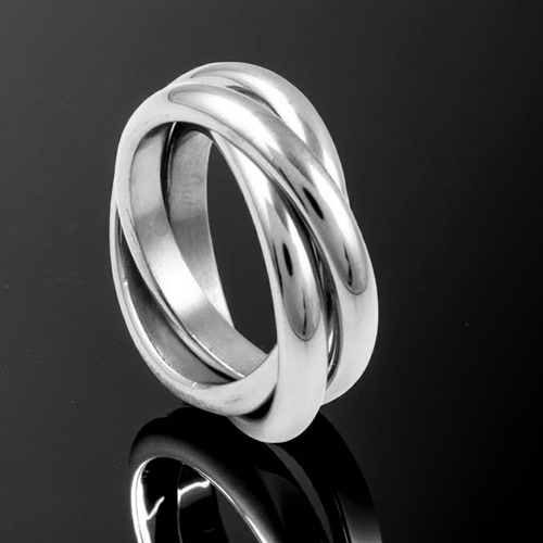 Tri Band Ring 3 Piece Ring Wedding Band Stainless Steel Biker Jewelry SR47