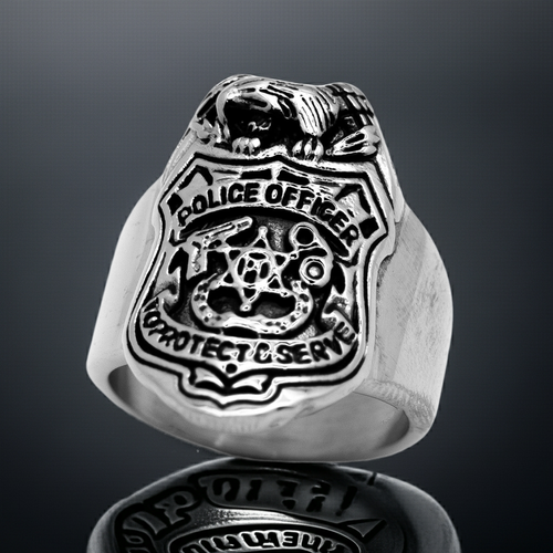 Police Shield Ring Unisex Stainless Steel Ring SR49
