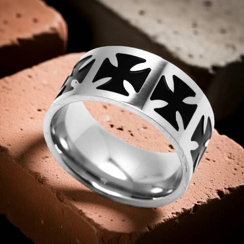 Iron Cross Ring Unisex Wide Comfort Fit Ring Biker Jewelry Stainless Steel SR50