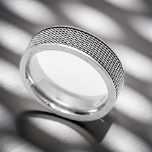 Load image into Gallery viewer, Mesh Styled Ring Unisex Wedding Band Comfort Fit Stainless Steel SR55