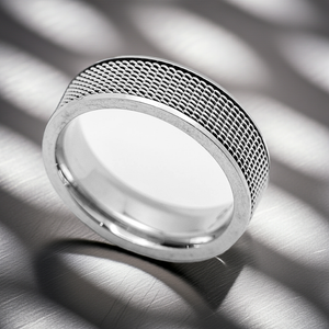 Mesh Styled Ring Unisex Wedding Band Comfort Fit Stainless Steel SR55