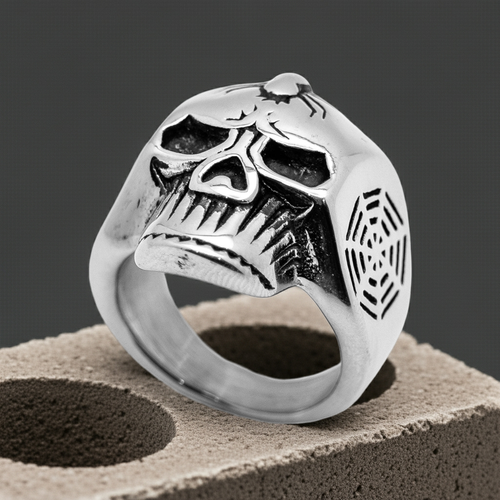 Spider Skull Ring Biker Jewelry Men's Stainless Steel SR56