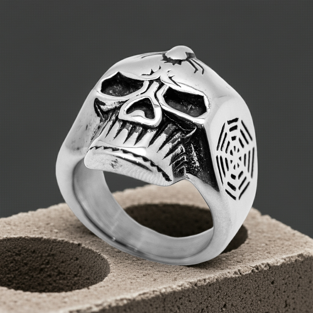 Spider Skull Ring Biker Jewelry Men's Stainless Steel SR56