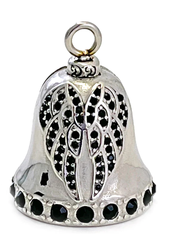 Stainless Steel Motorcycle Angel Ride Bell with Black Stones