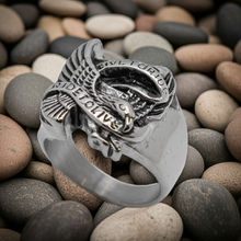 Load image into Gallery viewer, &quot;Live to Ride-Ride to Live* Eagle Ring Stainless Steel Biker Ring SR58