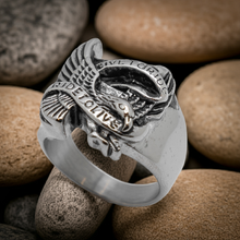 Load image into Gallery viewer, &quot;Live to Ride-Ride to Live* Eagle Ring Stainless Steel Biker Ring SR58