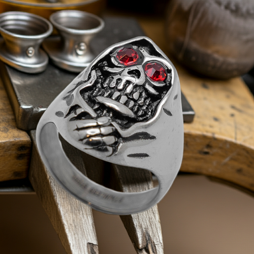Grim Reaper Ring with Red Eyes Stainless Steel SR59