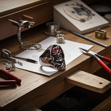 Load image into Gallery viewer, Grim Reaper Ring with Red Eyes Stainless Steel SR59