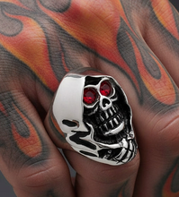 Load image into Gallery viewer, Grim Reaper Ring with Red Eyes Stainless Steel SR59