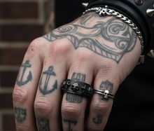 Load image into Gallery viewer, All Black "Skulls &amp; Crosses" Spinner Ring Unisex Stainless Steel SR60