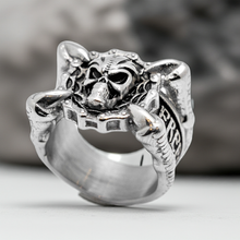 Load image into Gallery viewer, Talon Skull Ring &quot;Freedom or Death&quot; Stainless Steel Heavy Metal Jewelry Men&#39;s SR62