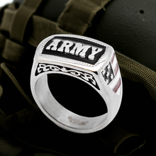 Load image into Gallery viewer, &quot;ARMY&quot; Signet Ring Enameled USA Military Stainless-Steel Unisex sizes 5-15 Heavy Metal Jewelry SR63