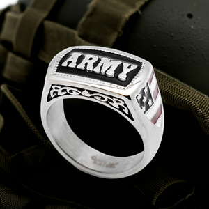 "ARMY" Signet Ring Enameled USA Military Stainless-Steel Unisex sizes 5-15 Heavy Metal Jewelry SR63