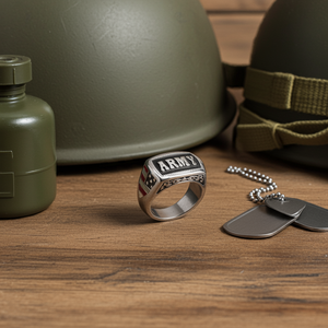 "ARMY" Signet Ring Enameled USA Military Stainless-Steel Unisex sizes 5-15 Heavy Metal Jewelry SR63
