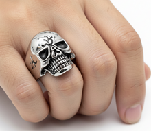 Load image into Gallery viewer, Cracked Skull Ring Men's Biker Stainless Steel SR68
