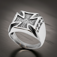 Black Iron Cross Ring Men's Heavy Duty Ring Stainless Steel SR69